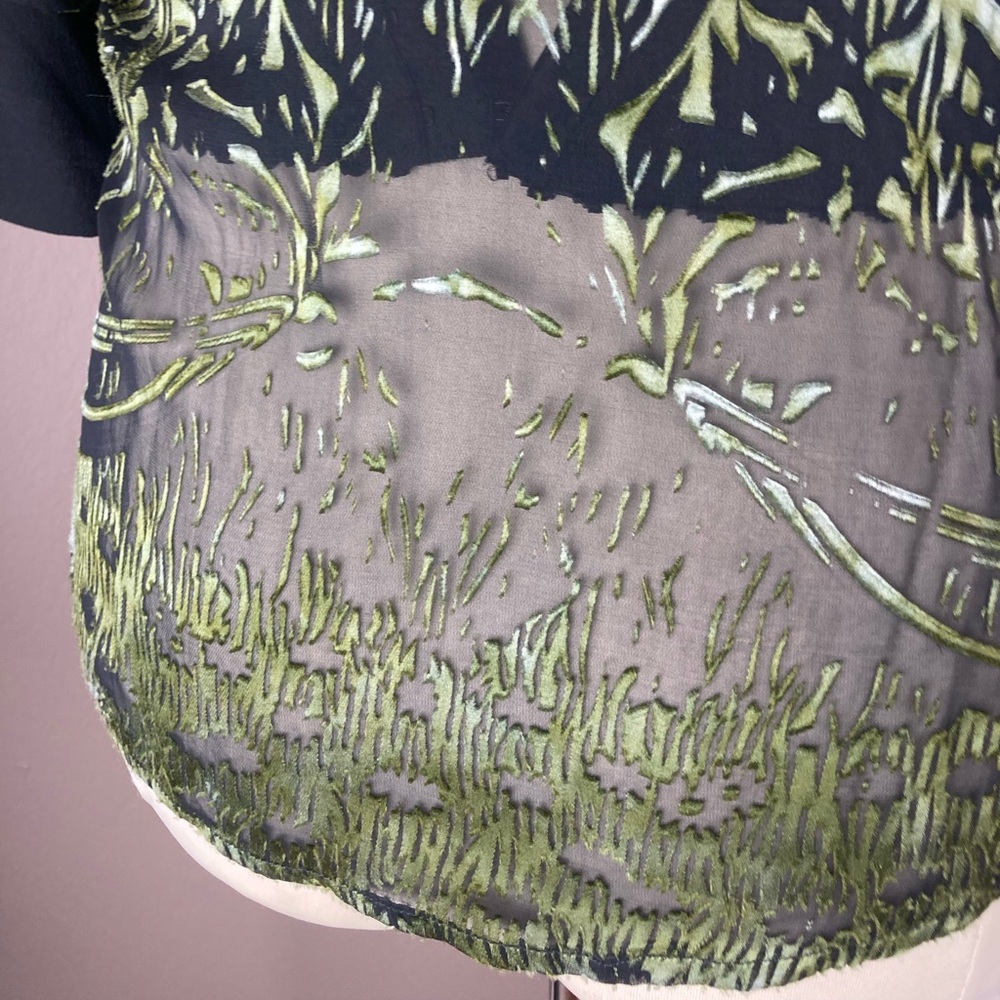 Gorgeous Green Citron Silk and Rayon Sheer Goddess Blouse - Medium - Picture 8 of 16